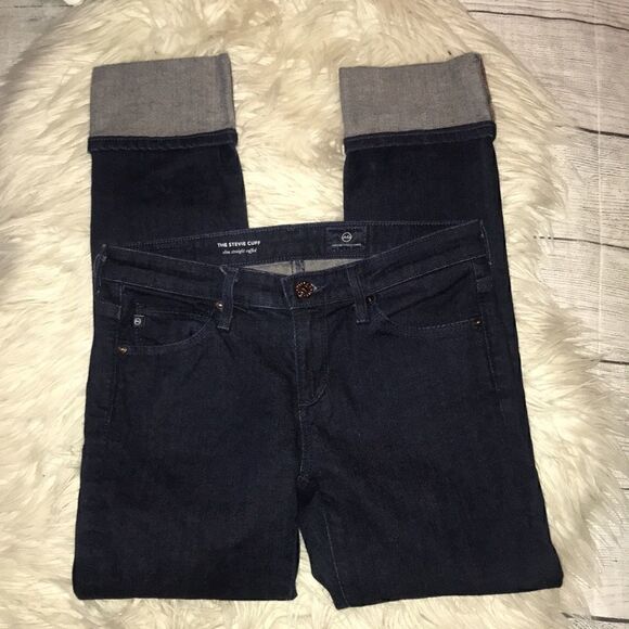 AG The Stevie Cuff Slim Straight Cuffed Denim Jean - Picture 2 of 9
